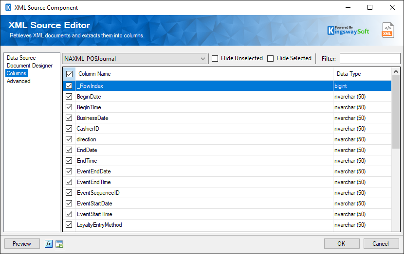 SSIS XML Source - Columns